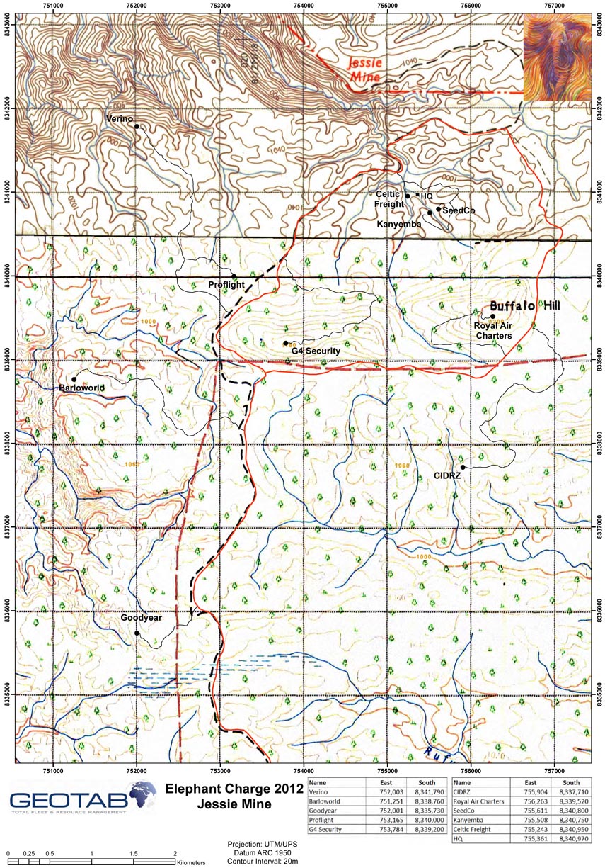 Route map — Elephant Charge 2012
