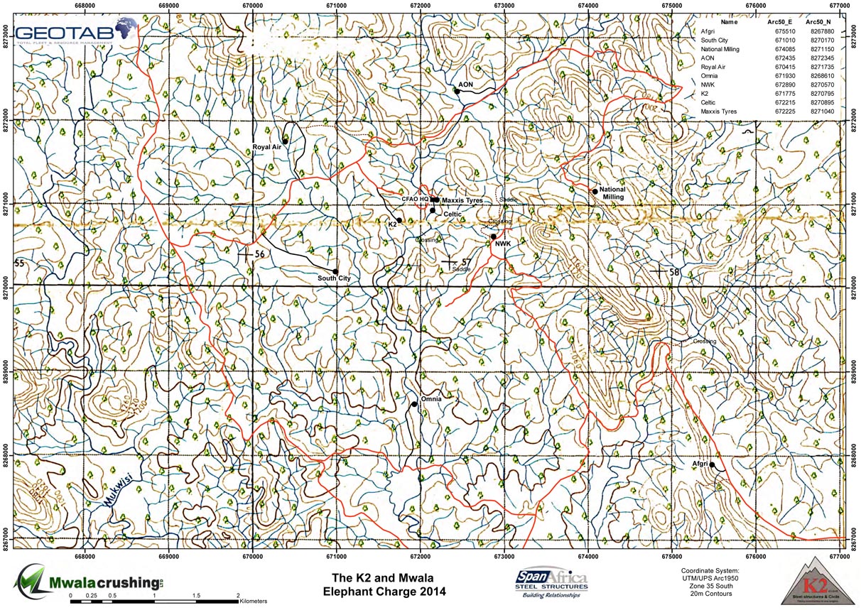 Route map — K2 & Mwala Crushing Elephant Charge 2014